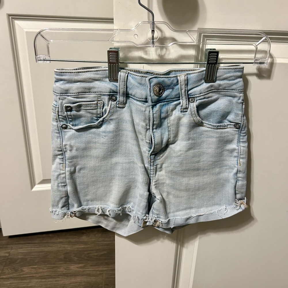 American Eagle Outfitters Blue Jean Shorts Distressed Hem